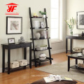 Black Modern 5 Ladder Bookcase Wood Shelf